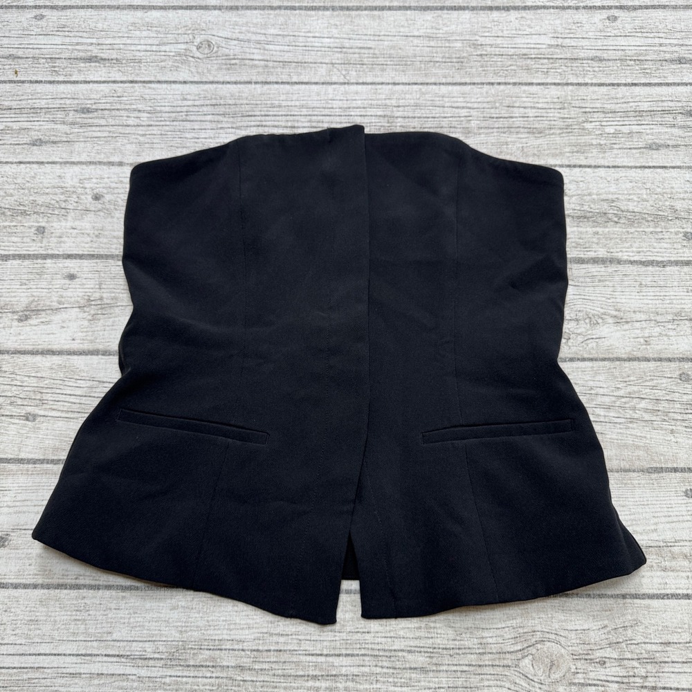 Gap Corset Top Women's Medium Black Stretch Faux Welt Strapless Peplum Cocktail